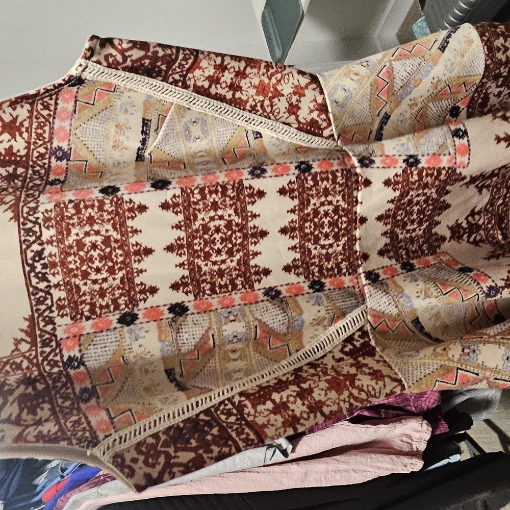 Mossimo Supply Co. Red and Cream Patterned Dress